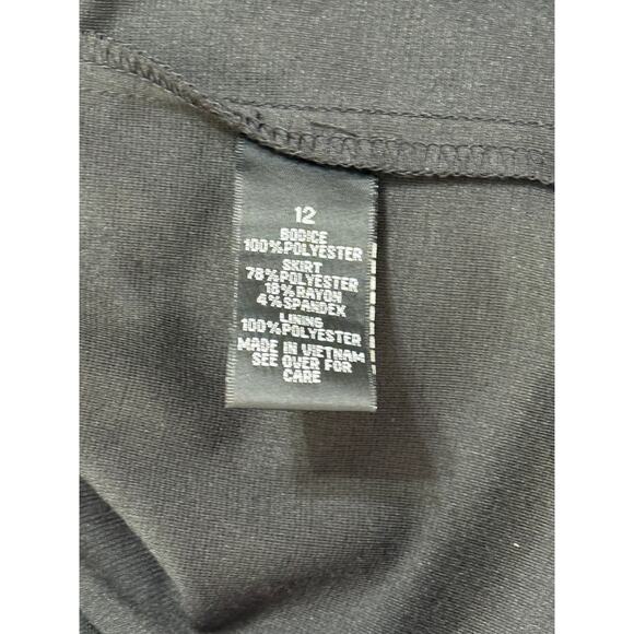 DressBarn Watercolor & Black Short Cap Sleeve To Knee Pencil Dress Size 12 - Picture 8 of 9